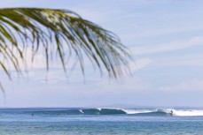 The lineup during a September swell at Hollow Trees in the Mentawais Island chain, Western Sumatra, Indonesia.