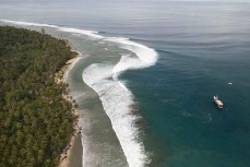 The lineup during a September swell at Lance's Lefts in the Mentawais Island chain, Western Sumatra, Indonesia.
