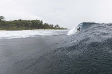 Slotted during a September swell at Thunders  in the Mentawais Island chain, Western Sumatra, Indonesia.