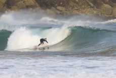 Keo Morrison makes the most of a playful swell in the Catlins, Southland, New Zealand.Credit: Derek Morrison