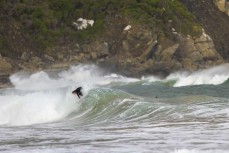 Connor Tomoana during a playful swell in the Catlins, Southland, New Zealand.Credit: Derek Morrison