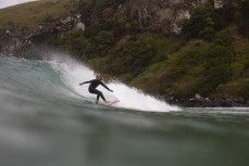 Keo Morrison during a northeast swell at a remote pointbreak near Dunedin, New Zealand.
Credit: Derek Morrison