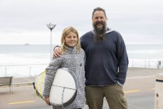 Roger Gibbs with son Felix at St Clair, Dunedin, New Zealand.
Credit: Derek Morrison