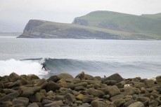 Keo Morrison during a fun summer swell at a remote pointbreak in the Catlins, Southland, New Zealand.
Credit: Derek Morrison