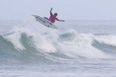 Billy Stairmand takes to the air during the 2023 New Zealand Surfing Championships held at Piha, Auckland, New Zealand. Photo: Derek Morrison