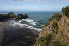 Lineup at the 2023 New Zealand Surfing Championships held at Piha, Auckland, New Zealand. Photo: Derek Morrison