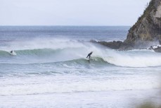 Keo Morrison makes the most of the Cyclone Hale swell at Mangawhai, Northland, New Zealand.Credit: Derek Morrison
