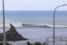 Lineup during the Cyclone Hale swell at Mangawhai, Northland, New Zealand.
Credit: Derek Morrison