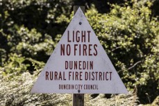 Fire sign at Wickliffe Bay, Dunedin, New Zealand.
Credit: Derek Morrison
