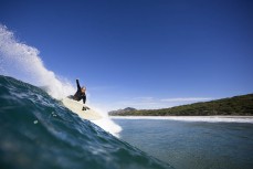 Davy Wooffindin makes the most of a fun autumn swell at Blackhead, Dunedin, New Zealand.Credit: Derek Morrison