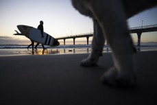 Rush hour at New Brighton during the 2023 Duke Festival of Surfing held at New Brighton, Christchurch, New Zealand. Photo: Derek Morrison