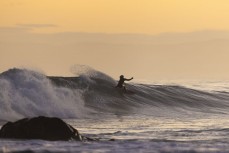 Keo Morrison during a fun autumn swell at Blackhead, Dunedin, New Zealand.Credit: Derek Morrison