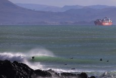 Barrel during a fun autumn swell at Aramoana, Dunedin, New Zealand.Credit: Keo Morrison