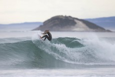 Rewa Morrison during a clean autumn swell at Blackhead, Dunedin, New Zealand.Photo: Derek Morrison