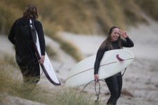 Amelia during a fun swell on the north coast, Dunedin, New Zealand.Photo: Derek Morrison