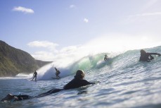 Rush hour during a fun swell on the north coast, Dunedin, New Zealand.Photo: Derek Morrison