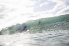 Stoking on a set wave during a fun swell on the north coast, Dunedin, New Zealand.Photo: Derek Morrison