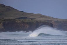 Empty peak during a clean autumn swell at St Clair, Dunedin, New Zealand.