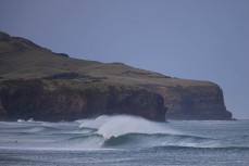 Empty peak during a clean autumn swell at St Clair, Dunedin, New Zealand.
