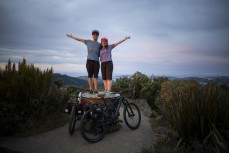 Georgia and Lars atop Mt Cargill, Dunedin, New Zealand.
Photo: Derek Morrison