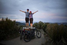 Georgia and Lars atop Mt Cargill, Dunedin, New Zealand.Photo: Derek Morrison
