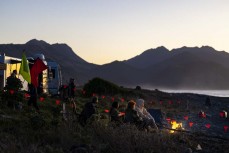 Smoky campfires at the 2023 O'Neill Coldwater Classic held at a surf break near Kaikoura, New Zealand. Photo: Derek Morrison