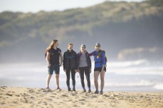 Eleanor Jenks and friends take on a 40km walk in 40 hours for the 40 Hour Famine at St Kilda, Dunedin, New Zealand.Photo: Derek Morrison
