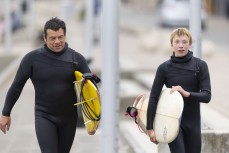 Wayne Fa’asega with his son George after a surf at St Clair, Dunedin, New Zealand.
Photo: Derek Morrison