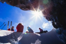 The crew in the Waterfall Cave at Whakapapa ski field, Central North Island, New Zealand. Circa 1994.