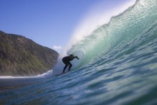 Keo hunts a barrel during a fun swell on the north coast, Dunedin, New Zealand.Photo: Derek Morrison