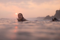 Rewa Morrison on a wave at Uluwatu, Bali, Indonesia.