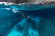 Keo snorkelling at Crystal Bay, Nusa Penida, Indonesia.