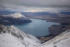 The view of Lake Ohau from Ohau Snow Field, Ohau, Otago, New Zealand.