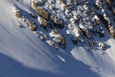 Eman Silva lays fresh tracks at Ohau ski field, Ohau, Otago, New Zealand.