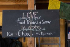 Aroha in the cafe at Ohau ski field, Ohau, Otago, New Zealand.