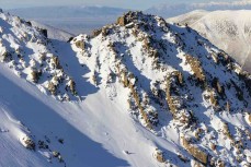 Marlee Silva gets first tracks at Ohau ski field, Ohau, Otago, New Zealand.