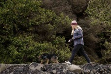 Hayley Pascoe takes Grommet for a walk at Blackhead, Dunedin, New Zealand.
Photo: Derek Morrison