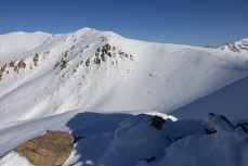 Rewa into the bowl at Ohau ski field, Ohau, Otago, New Zealand.