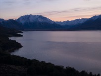 Sunrise over Lake Ohau, Otago, New Zealand.