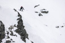 Vaughn Hardwick sending it in the NZ Junior Freeride World Tour comp held at The Remarkables ski field, Queenstown, Central Otago, New Zealand.