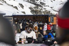 The ice bar during early spring at The Remarkables ski field, Queenstown, Central Otago, New Zealand.
