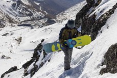 Marlee Silva hikes to a ridgeline above The Remarkables ski field, Queenstown, Central Otago, New Zealand.