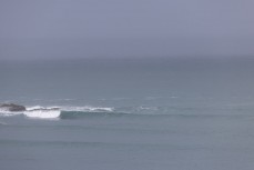 Empty lineup at a remote point break in the Catlins, New Zealand. Photo: Derek Morrison