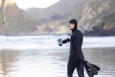 Filmmaker Isaac Chadwick on the job during a fun session at a remote break near Otago Peninsula, Dunedin, New Zealand.
Photo: Derek Morrison