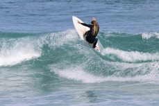 Rewa Morrison surfing at St Clair, Dunedin, New Zealand.
Photo: Derek Morrison