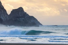 Lineup at a remote beachbreak in the Catlins, New Zealand. Photo: Derek Morrison