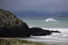 Peak down the beach during a swell generated by Cyclone Lola as it reaches Aramoana, Dunedin, New Zealand.Photo: Derek Morrison