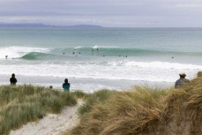 Busy peak during a swell generated by Cyclone Lola as it reaches Aramoana, Dunedin, New Zealand.
Photo: Derek Morrison