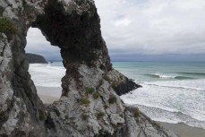 The lineup during a swell produced by Cyclone Lola on the north coast of Dunedin, New Zealand.