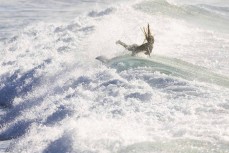 Rewa Morrison makes the most of a small swell and offshore conditions at  St Clair, Dunedin, New Zealand.
Photo: Derek Morrison